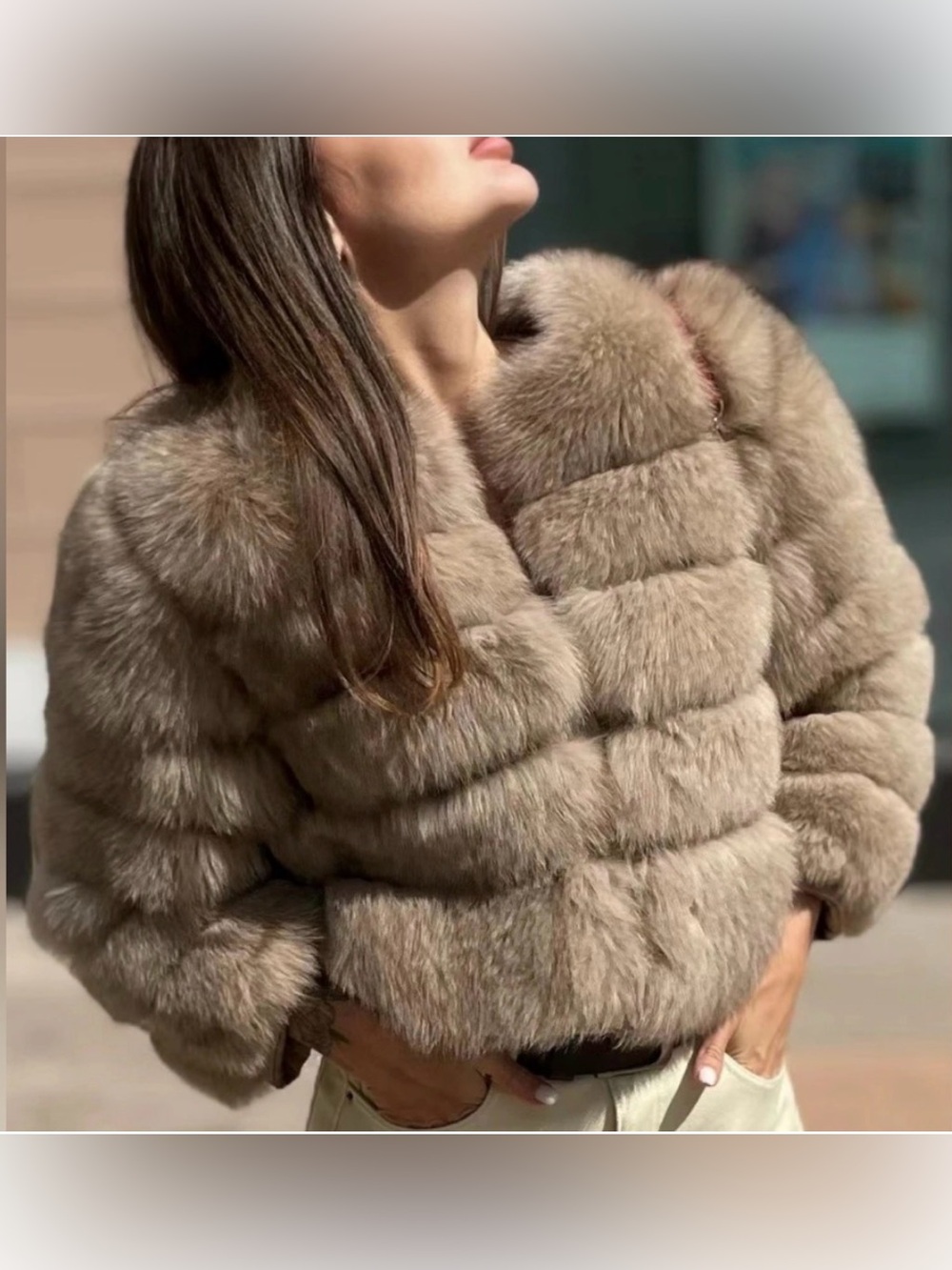 Genuine Fur and Leather Bubble Paneled Jacket - Size Large - Picture 11 of 12